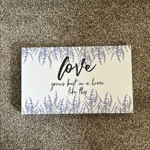 Love Quote Wall Art with Purple Floral Design